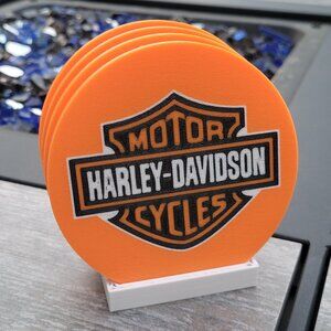 Harley Davidson Motorcycles Coasters (Set of 4) - 3D Printed - Orange